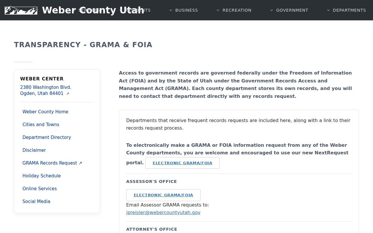 Roy Weber County GRAMA request