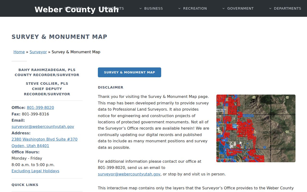 Roy neighbors Weber Surveyor interactive parcel map