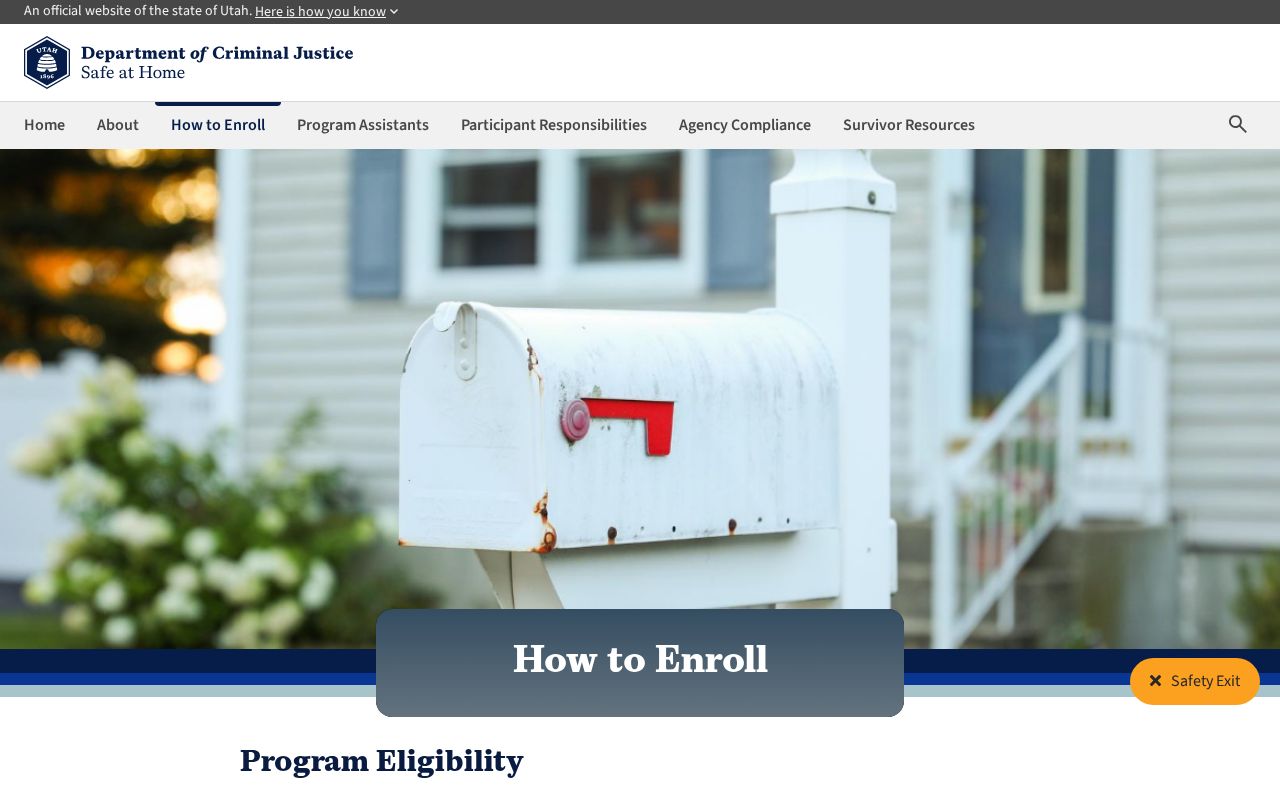 Roy resident lookup Utah Safe at Home enrollment information