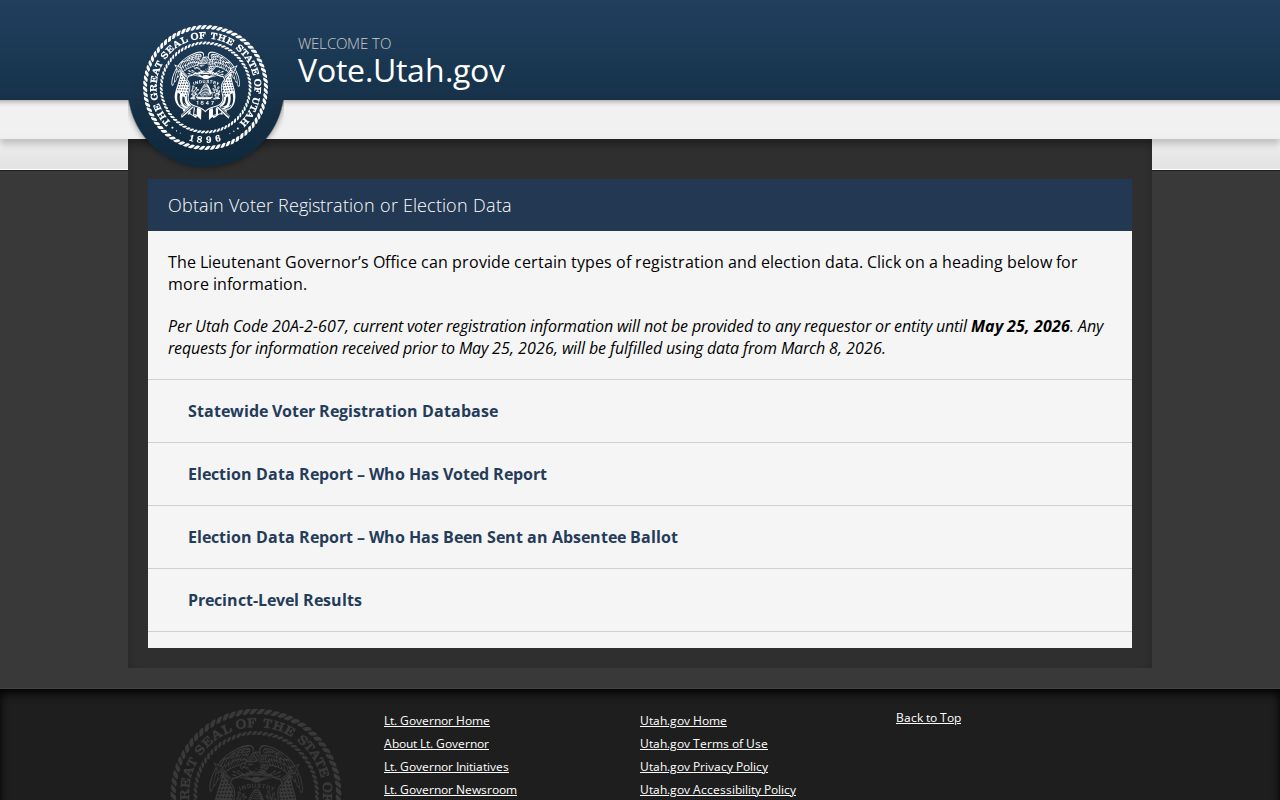 Roy resident lookup Utah voter data request