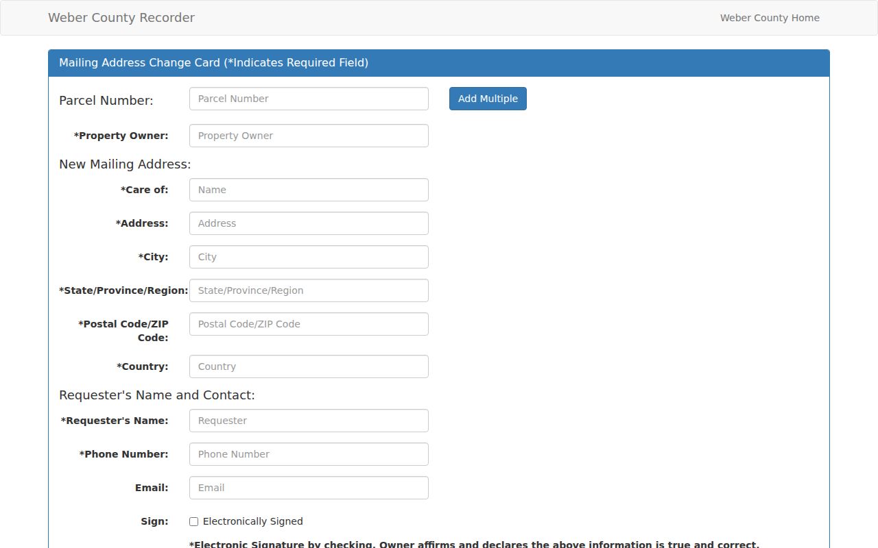 Roy street directory Weber mailing address change form